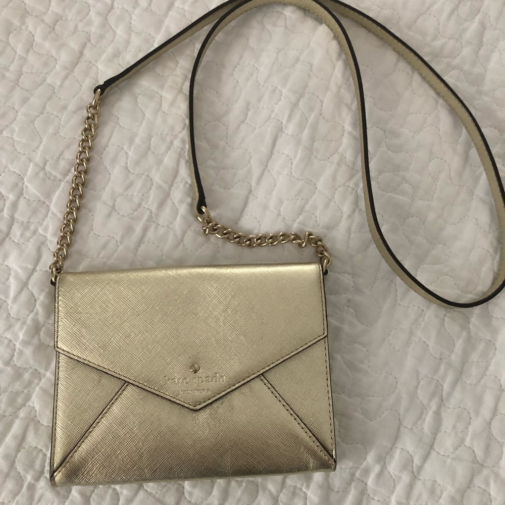 Kate Spade Gold Envelope Purse w removable strap